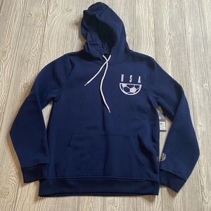Team USA FC Soccer Pullover Hoodie Men’s M Navy Blue Two Sided NWT
